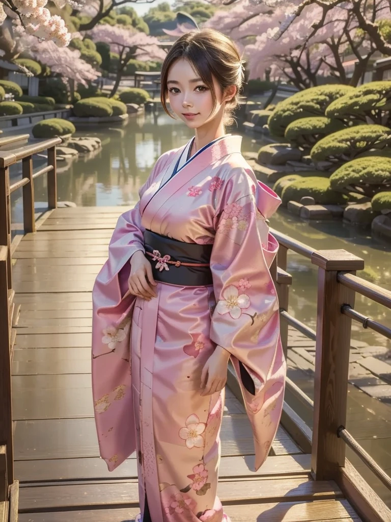 masterpiece, best quality:1.2, 1girl, kimono girl, Kimono with patterns, outdoors, japanese style, cherry blossom.
