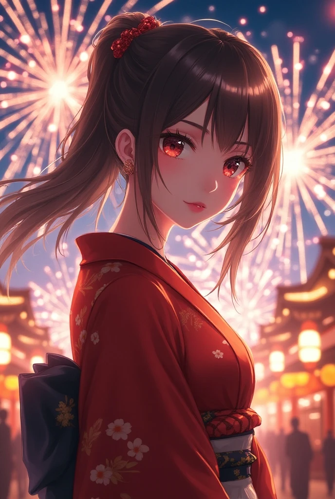 blue eyes、Red kimono dress、Anime girl holding a golden ball, anime style 4k, anime wallpaper4k, anime wallpaper4K, anime art wallpaper 4k, Anime Art Wallpaper 4k, anime art wallpaper 8k, 4kanime wallpaper, 4k comic wallpaper, night nucleus, beautiful anime girl, hd anime wallpaper, anime wallpaper