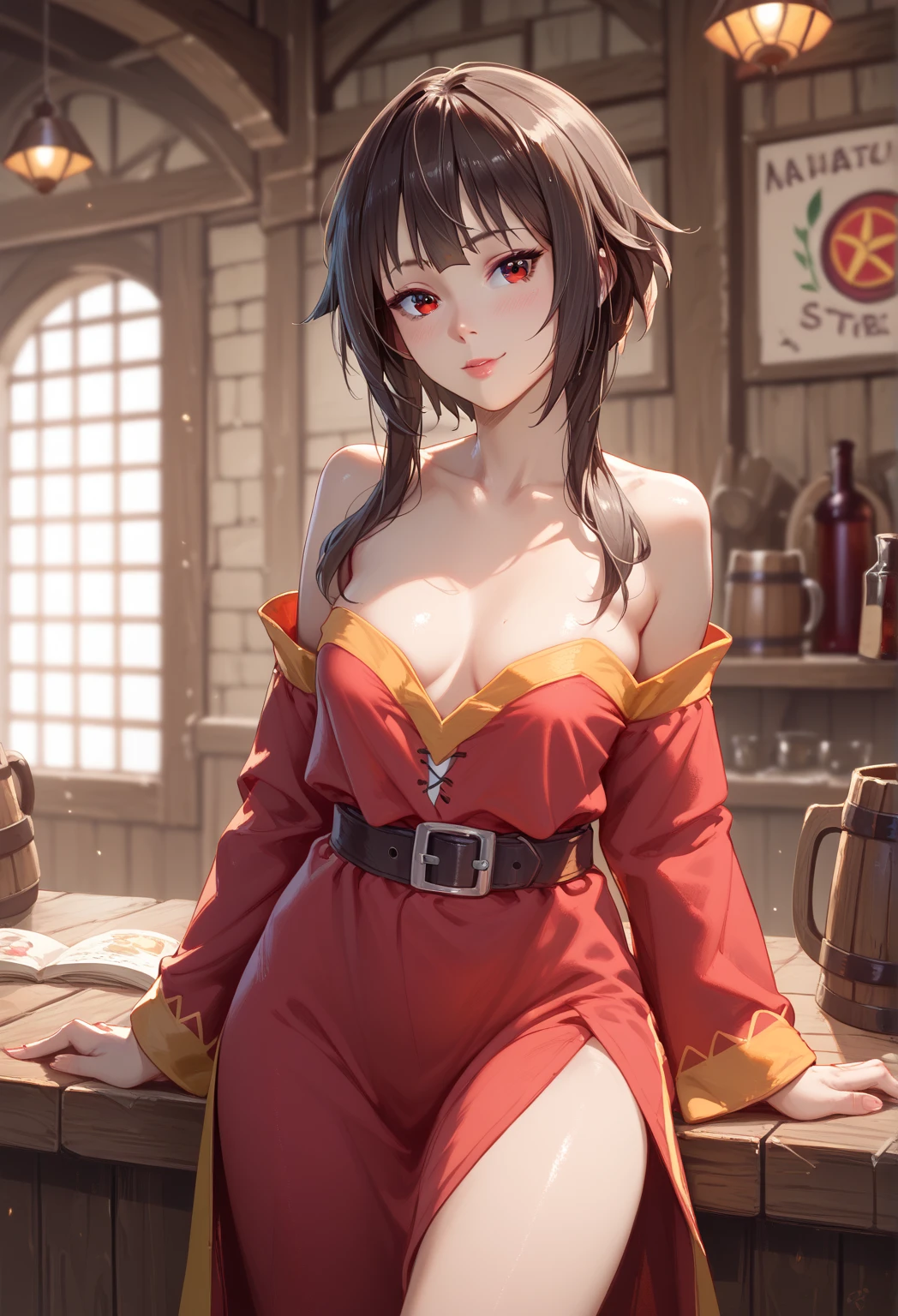 Megumin,sexy、Chest、Tavern、Robe