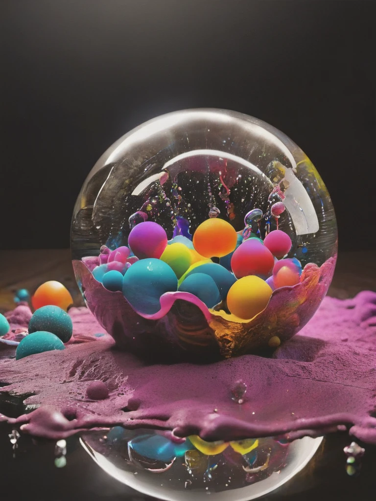 (best quality,4k,8k,highres,masterpiece:1.2),ultra-detailed,(realistic,photorealistic,photo-realistic:1.37),highly detailed psychedelic dream, vibrant shimmering colors, glass-like structures morphing from the colors, intricate rainbow patterns, perfectly formed symmetrical spheres, glowing reflective bubbles, detailed bubbles and spheres, rainbows of color twisted in and out of translucent orbs, spilled paint, spirals of swirling color in the background, beautiful psychedelic digital art, pixel art, neon colors, 4d mandelbulb psychedelics, glass-like psychedelic landscape, intricate rainbow environment, psychedelic underwater brightness, trails of color and light, bright fluorescent colors, psychedelic vibrant colors, bright psychedelic neon colors, colorful paint drips out of the bubbles, 3D glass spheres melting into each other spilling out colors, visually disorienting, hallucination inducing, optical illusions, startling, stunning images, awe-inspiringly, pixel assets, portrait photography, surrealism, photorealistic, hyperdetailed, glass morphism, digital art, sparkle, optical illusion, glowing light, reflection light, overexposure, god rays backlighting, depth of field, rotational symmetry