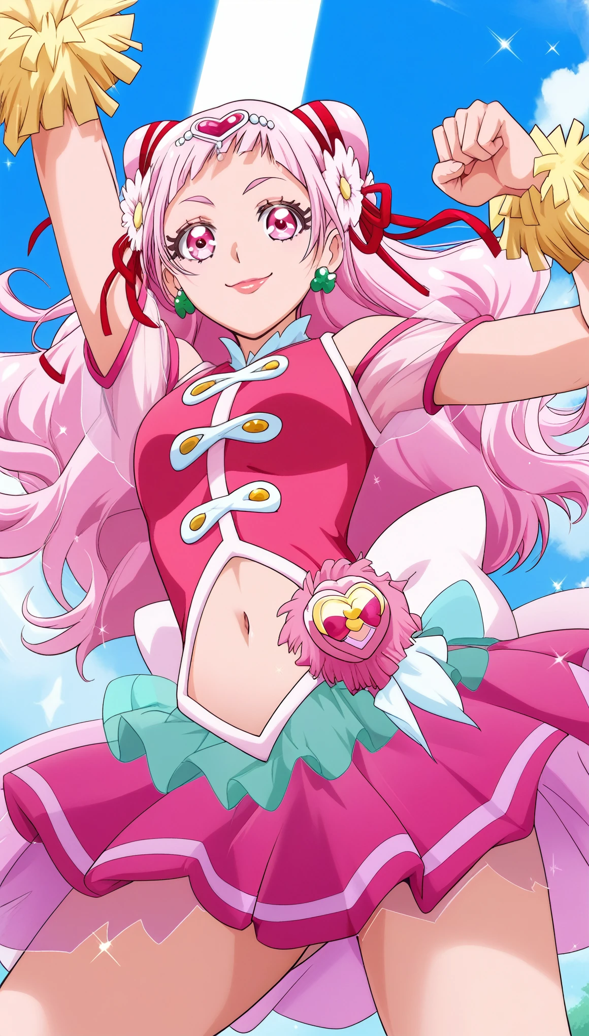 Anime girl in a pink dress with a flower in her hand - SeaArt AI