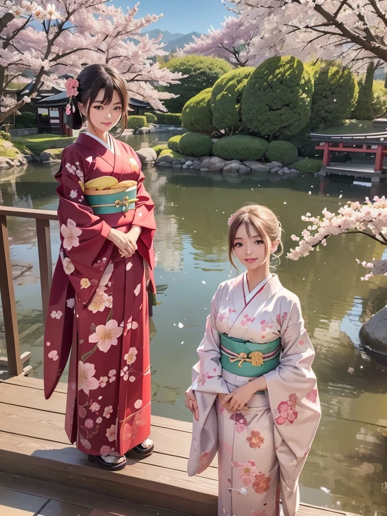 バストアップイメージ, masterpiece, best quality:1.2, 1girl, kimono girl, Kimono with patterns, outdoors, japanese style, cherry blossom.
