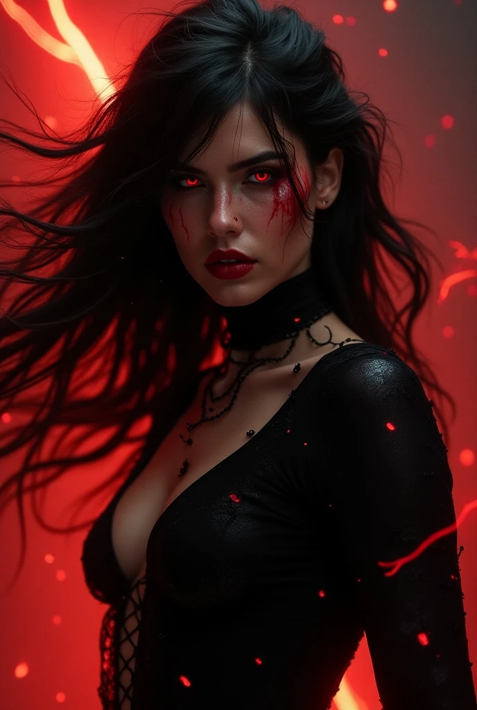 magra horror punk (cabelo moicano) in a graveyard, night, red neon lights
crooked graves, deserted, night,
beautiful goth girl, stunning face, sad expression
fishnets, bondage straps.
shadows, desolate, sad
red light, red ray tracing, red glow