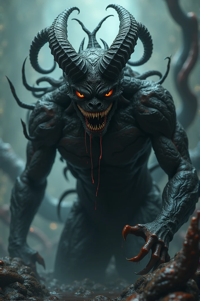 a grotesque anamorphic warrior, angry eyes, crazy expression, violent figure, degeneration without purification, intricate details, highly detailed, dark fantasy, concept art, cinematic lighting, dramatic pose, moody atmosphere, chiaroscuro lighting, digital painting, 8k, photorealistic