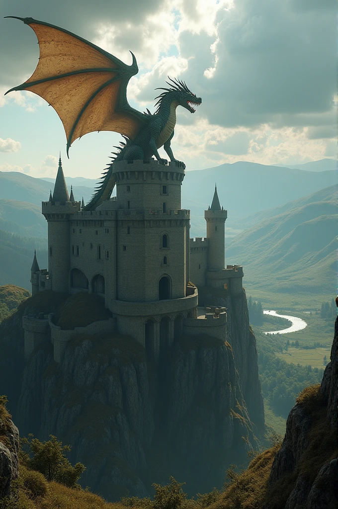 House Targaryen aesthetic with dragonstone castle, a big dragon and house sigil