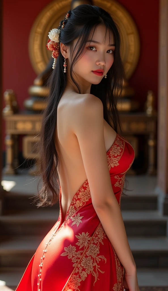 (masterpiece, Best Quality, High resolution, 32K HDR),year of dragon,chinese Mafia girl, man harem,strong woman,black long hair, big breasts