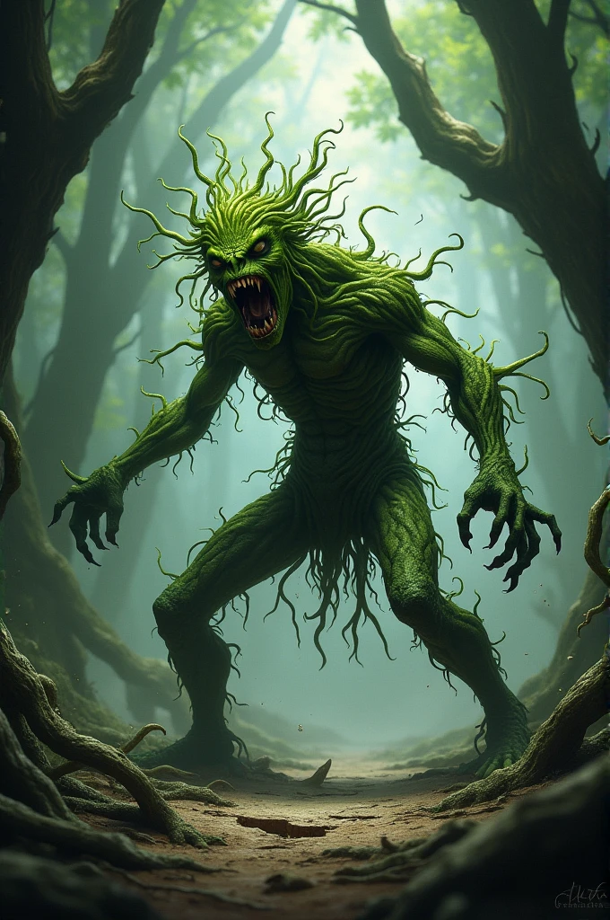 dark swamp eldritch monster rising out of the water moss slime vines tentacles fireflies midnight moonlight backlight (masterpiece:1.2) (illustration:1.2) (best quality) (detailed) (intricate) (8k) (HDR) (wallpaper) (cinematic lighting) (sharp focus)