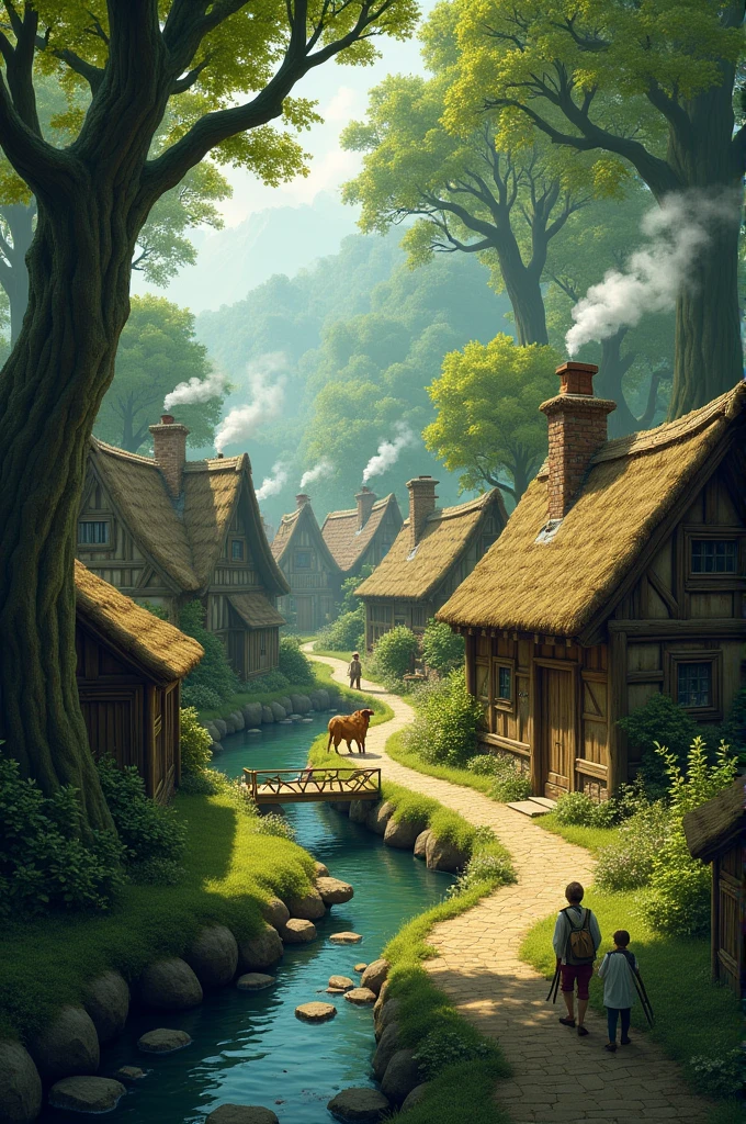 Village atmosphere in the depths of the forest