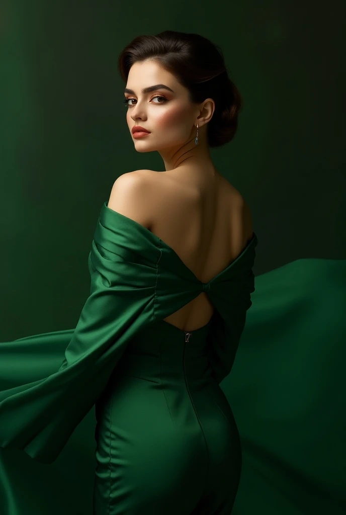 In this photograph, an Indian Instagram female model in her mid-20s sits elegantly in a luxury chair, commanding attention. The background, a 5-star hotel setting, adds to the moody ambiance of a private study. Captured by Lee Jeffries with a Nikon D850 and 4 Kodak Portra 400 film stock, the image boasts rich colors, hyper-realistic details, and lifelike textures. The model wears a stylish bright green combination long churidhar and leggings dress, featuring a sweetheart neck, short puff sleeves, and tie-up detail on the back, enhancing its allure.

The dress flows gracefully above the knee with a flounce hem, crafted from chiffon fabric with an attached lining for comfort. Completing the aesthetic, the model wears a slave collar with a chain around her neck, adding an edgy contrast to the elegant ensemble. Meticulously captured in 8K resolution using cutting-edge techniques such as Cinema 4D and Octane Render, the photograph exudes a highly detailed and photorealistic quality. Studio lighting, HDR, and a smoky mist further enhance the captivating ambiance, while the bokeh effect adds an artistic touch to the composition.