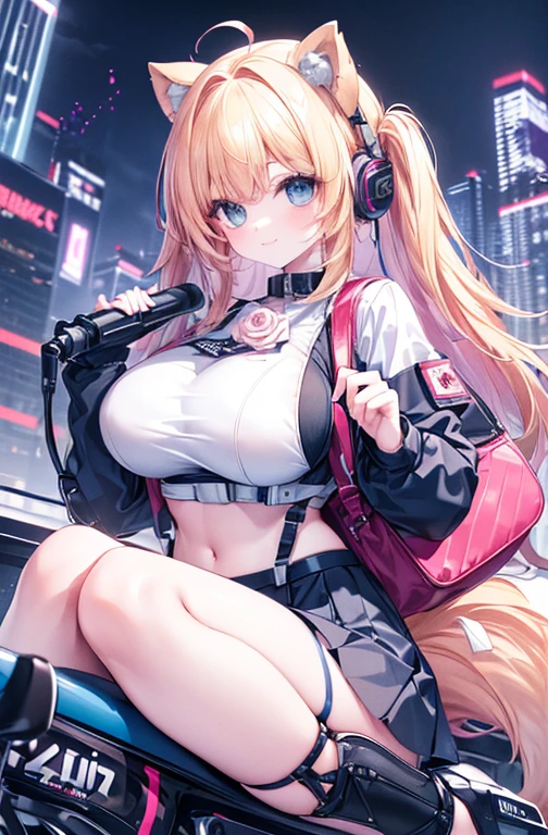 (masterpiece),((highest quality)),(official art),(beautiful and luxurious:1.2),(1 girl:1.3),Play Beauty,small breasts,((blonde beauty)),((DJ Equipment)),((headphones)),Beautiful DJ woman with cyberpunk image,((DJ Touch Mixer)),Detail view。Bright colors。Colorful、most detailed ((Super detailedな)),(Highly detailed 2D illustrations),((very delicate and beautiful))Super detailed