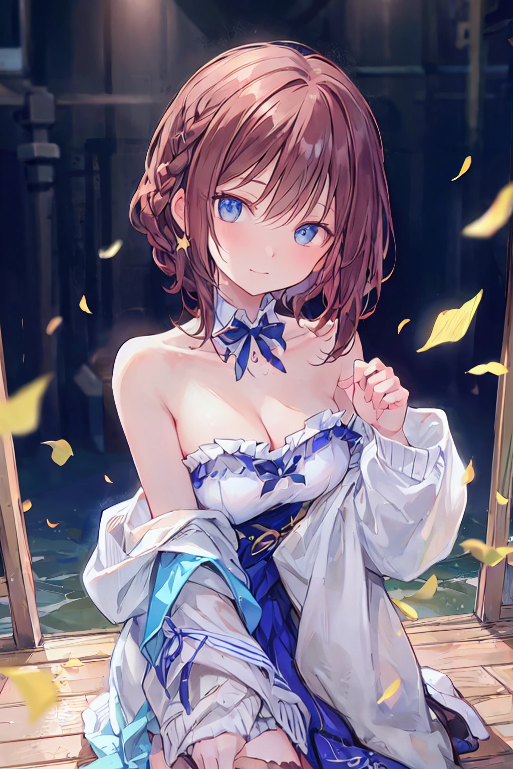 Official art using high quality hand-drawn watercolor sketch techniques. (Highest quality,4K,8K,High resolution,masterpiece:1.2),Super detailed,Beautiful detailed gray eyes,girl with beautiful eyes, everyone, Beautiful Anime Girls, Cute Anime Girl, Smooth anime art, Anime Style, Elegant colors, Soft lighting, Delicate and beautiful wet eyes, Very coquettish, (Beautiful breasts:1.2 (The right move:1.2),Small breasts,Brown Hair,