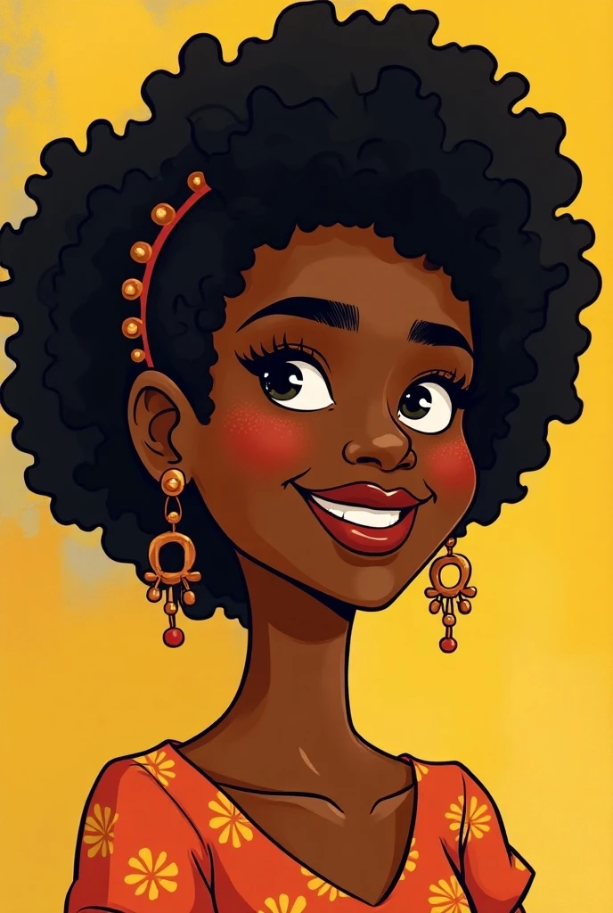 Create a drawing of an African woman in 2d (simples em Cartoon)