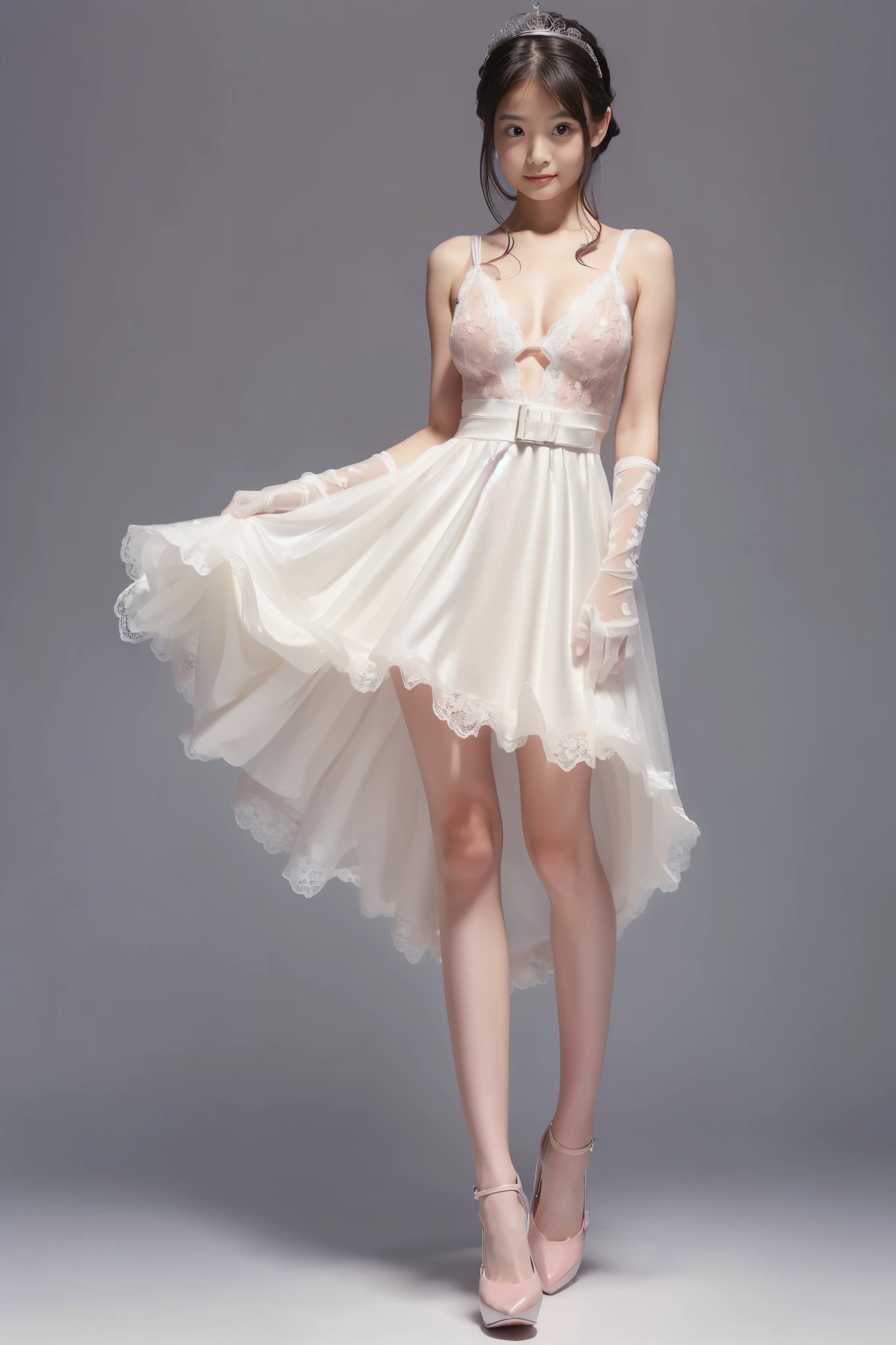 beautiful model, pin up 60s dress, transparent dress, hyper realistic, y  -imagine --auto --s2