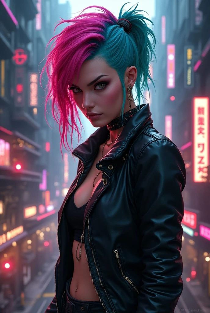 (Masterpiece, Best quality, High resolution, 32k unit wallpaper, Extremely detailed CG:1), (Highly detailed and perfect illustration:1.0), ((1 Young beautiful woman by cyberpunk, resting on a wall with one leg perched on the wall:1.5, head leaning forward lighting a cigarette:1.4, illuminated by the cigarette light on her face)),((cyberpunk clothing, top leather pants with ornaments and bright colorscyberpunk night city)), posters neon futuristic cars, dark place, intense rain, ((wet clothes, magenta neon lights illuminating the young man perfectly: 1.45) . 32k
