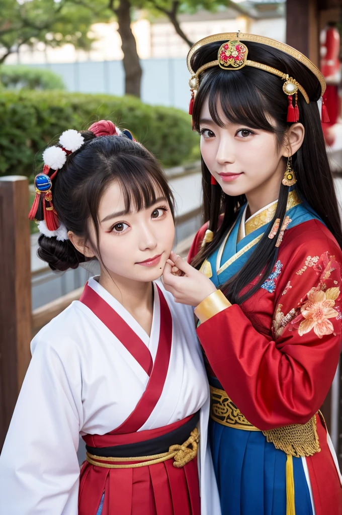 Several women dressed in traditional Chinese costumes pose for photos, Wearing ancient Chinese clothes, Traditional Chinese clothing, Hanfu, Chinese traditional, ancient chinese beauti, Chinese tradition, Chinese costume, with acient chinese clothes, traditional female hairstyles, Tang dynasty, shaxi, Chinese style, China Princess, dreamland of chinese, Chinese woman, Traditional clothing, chinese empress