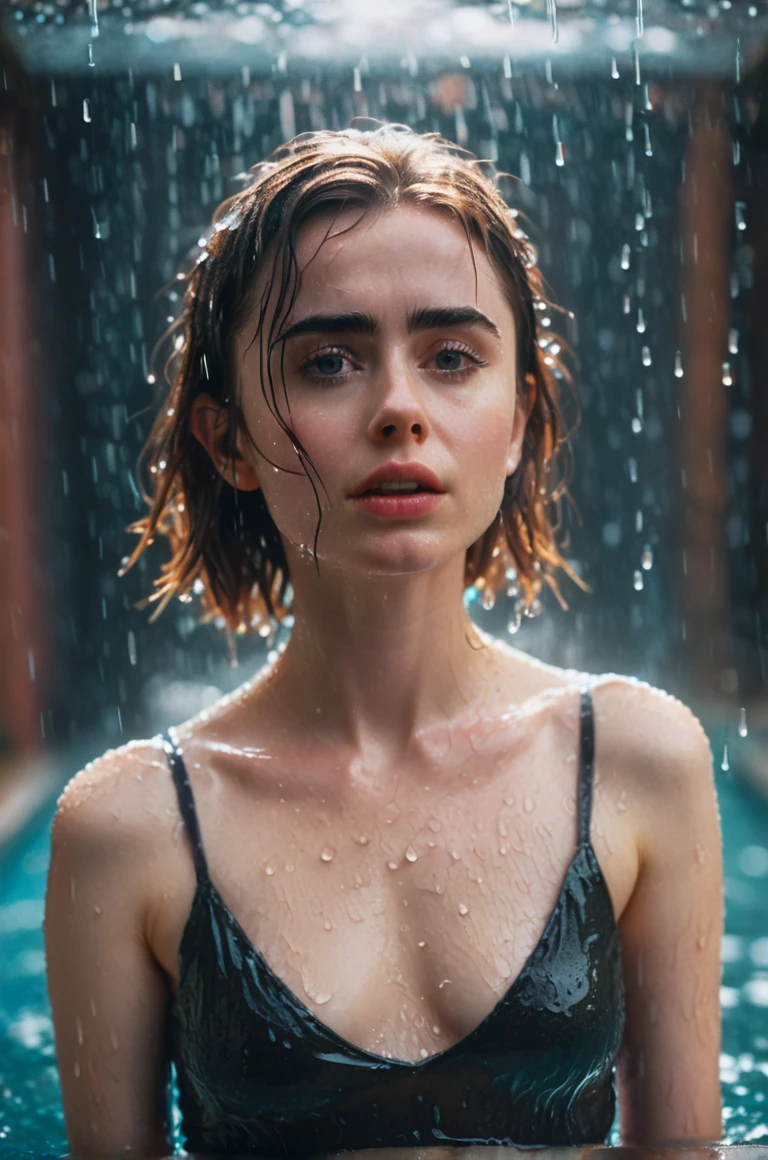 (((Cara Delevingne steht unter der Dusche))), ((BDSM)), ((round naked breasts)), ((((black mesh underwear)))), (kleiner Kopf), ((detailliertes Gesicht)), (fotorealistisch), (Raytracing), (scharfer Fokus), ((natural realistic skin texture)), detaillierte Lippen, ((wet clothing)), ((wet body)), ((wet hair))