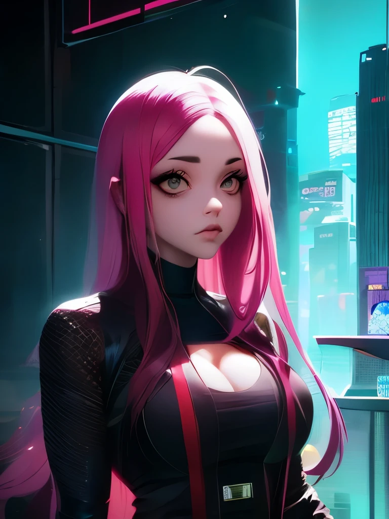 a woman with long hair , cyberpunk art by Aaron Nagel, trending on cgsociety, digital art, beeple and jeremiah ketner, digital art on pixiv, dreamy cyberpunk girl, digital art. artstation, loish |, 🌺 cgsociety, gorgeous digital art, dark cyberpunk illustration, cyberpunk)))))