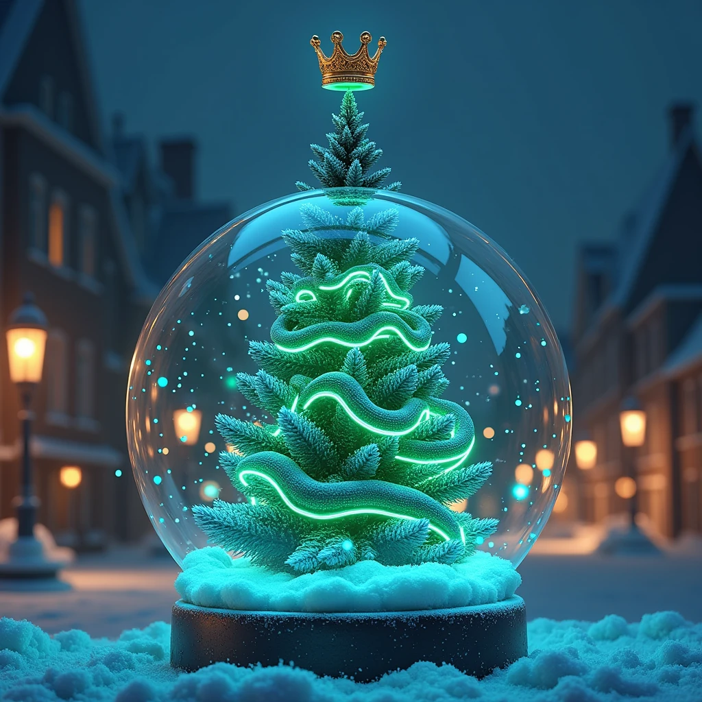    transparent ball , Christmas decorations, Creative, the Snow Maiden is sitting in the balloon, smiles , mouth open, waves ,12K. masterpiece,  exceptional quality 