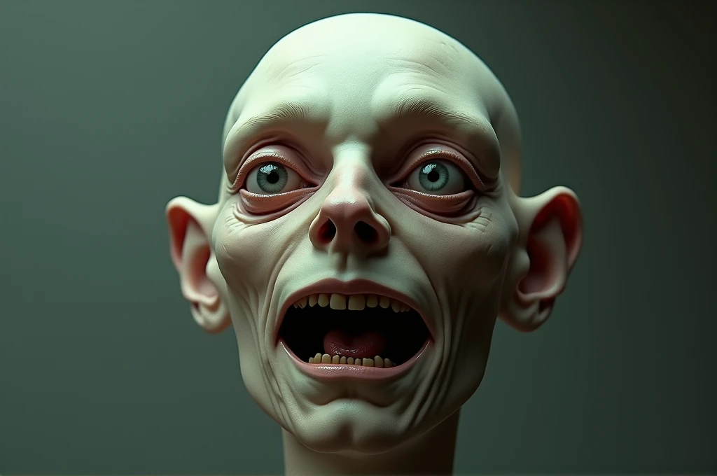 Monstrous slime made of flesh with several human faces in pain on its body