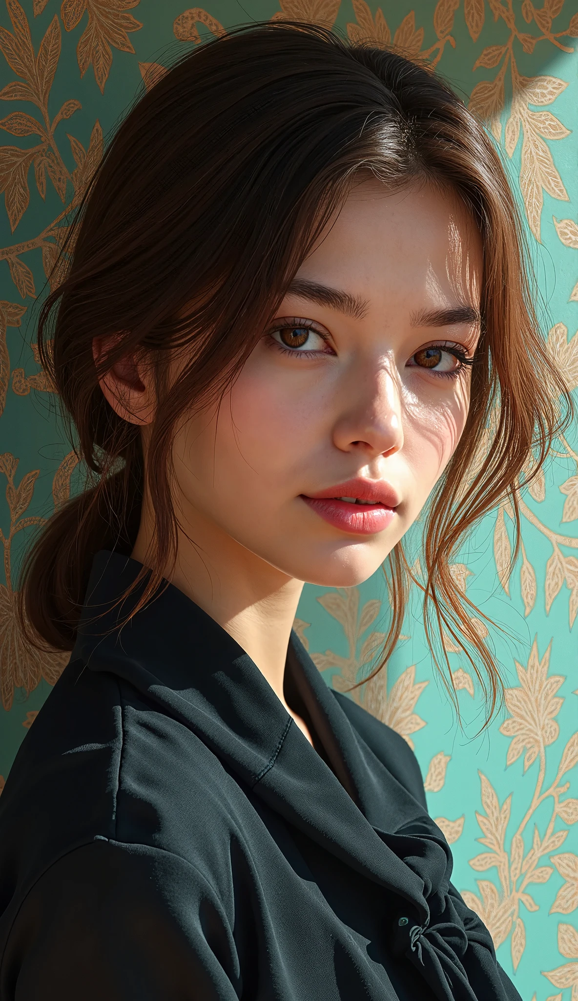 There is a woman that is standing in front of a wall - SeaArt AI