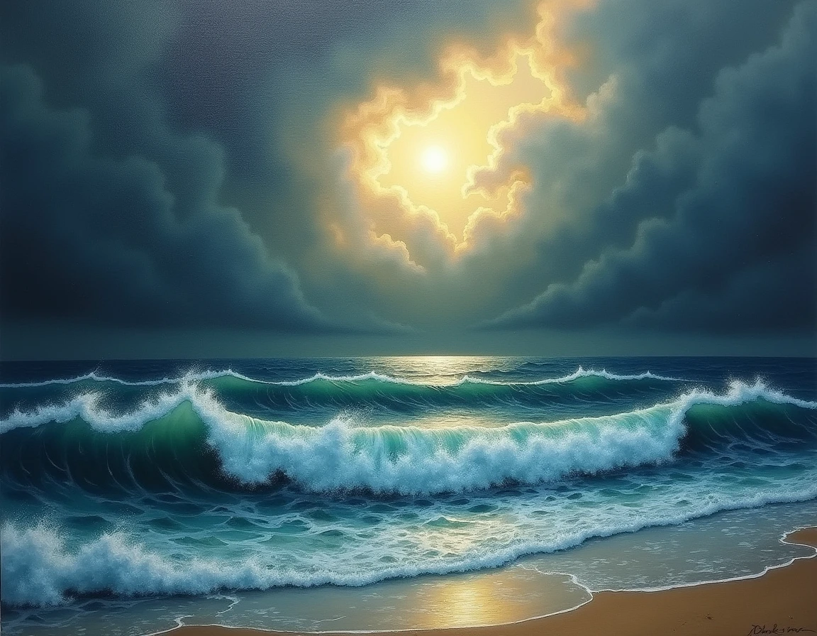 There are a lot of dark clouds, realistic sky, dusk with sunset, volumetric light, Ghibli style --auto --s2