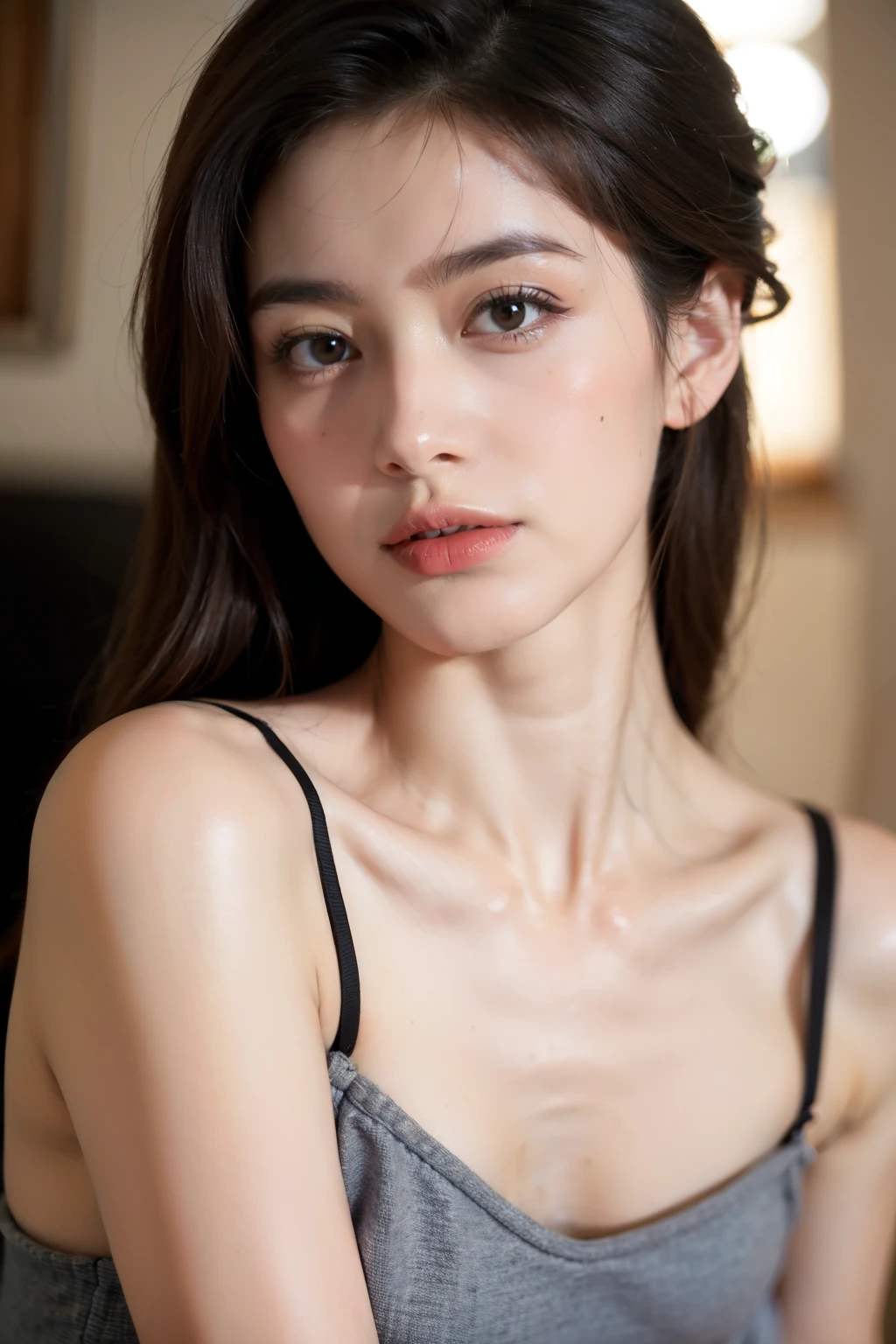 Holding panties / presenting panties, ((G-STRING)), ((Lie down)), ((3x-UltraSharp)), ((LACE NECK RIBBON)), ((GOTHIC RED EYELASHES & LIPS)), ((RED LIPS)), ((Stylo Bun Shorthaircut)), adorable, 1 girl, (face to face), 10 years old, baby face, happy, half body portrait, (face details: 1), (eye details: 1), ((tiny breasts)). ((croptank latch)), ((net stockings)), lingerie ((red lips)), (naked red), ((chubby:1.2))