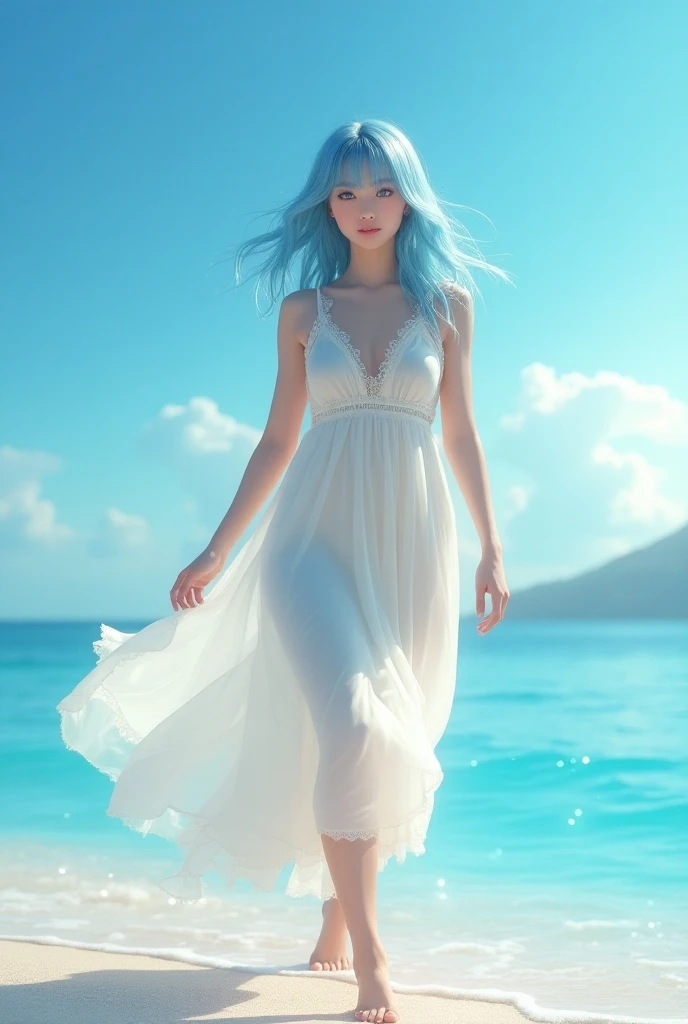 1girl, stop in the sky, Dunhuang, long skirt, half-body, blue sky, white clouds, (dunhuang_cloths:0.7), (light pink long dress), light sky blue hair, (masterpiece), (best image quality: 1.5), ( lip gloss, eyelashes, glossy side, best quality, super high resolution, depth of field, chromatic aberration, caustics, wide light, natural shadow, Kpop idol), ultra high resolution, original photo, detailed skin, beautiful lighting, (realistic, realistic: 1.4),
