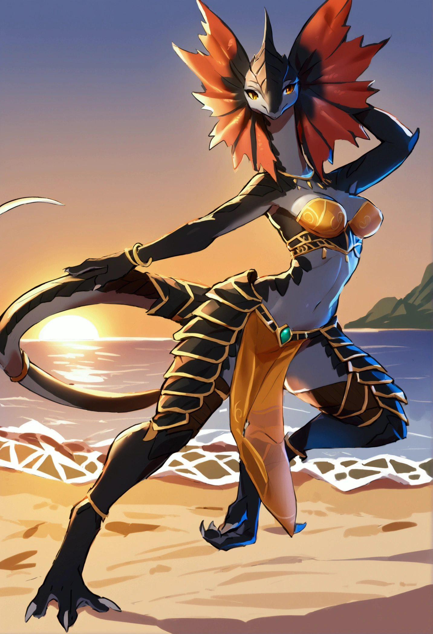 masterpiece, best quality, solo, monstergirl, outdoor, dlady,, full body,smile