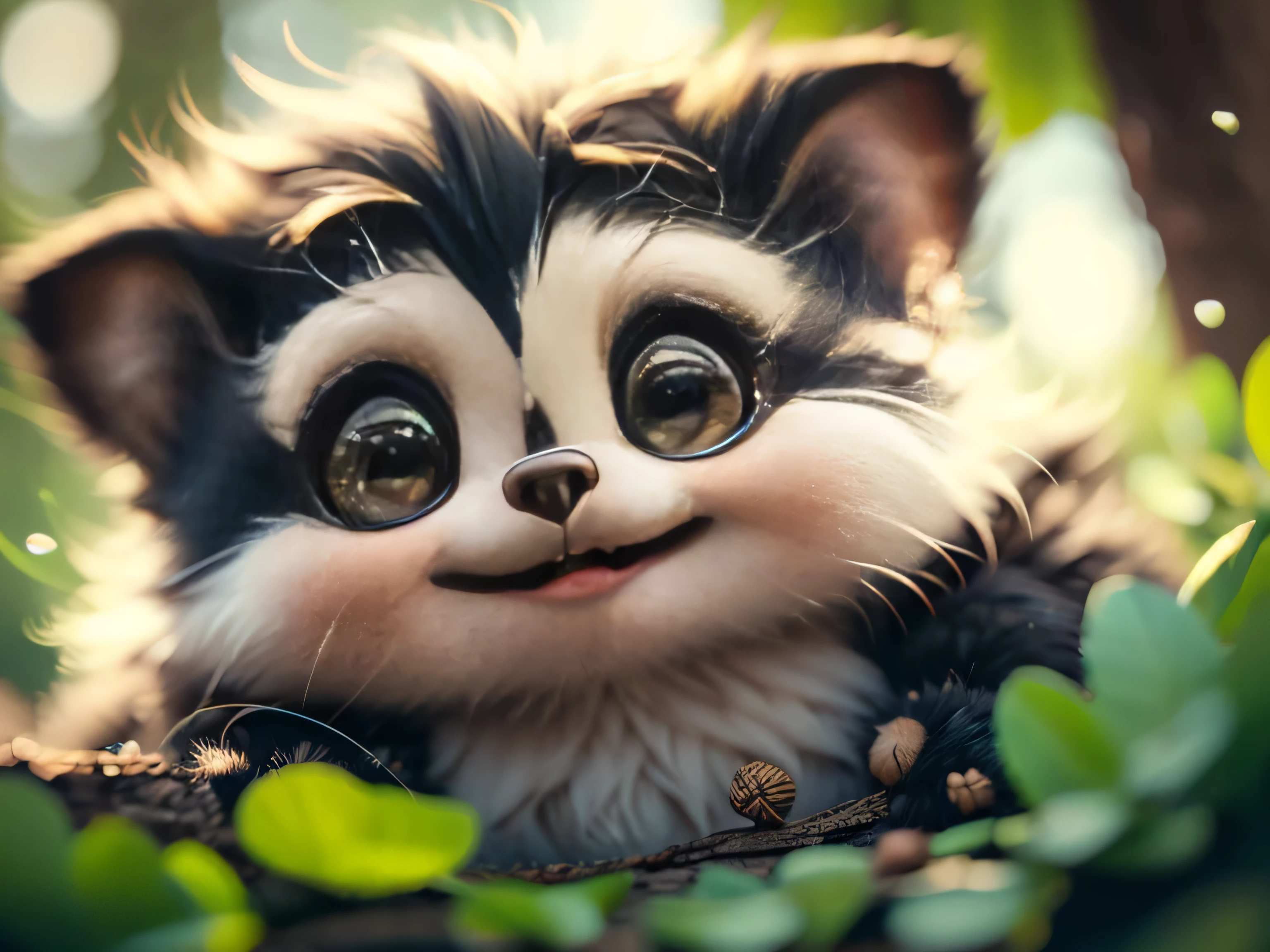 Magical Fantasy Creature, (Best Quality, Masterpiece, Representative Work, Official Art, Professional, Super Detailed, 8k:1.3), (Photorealism:1.2) Super Cute, Big Eyes, Soft, Soft Nose, Fluffy, Two-Toothed Smile, Sloth in Natural Background, Realistic, Beautiful, Stars in Eyes, Soft Volumetric Light, (Backlight:1.3), (Cinematic:1.2), Intricate Details, (ArtStation:1.3), --auto --s2