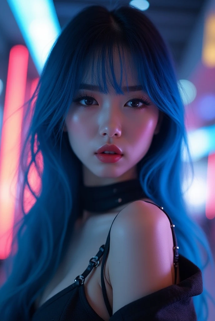 1girl (30yo) stunningly beautiful sexy mature (Japanese), beautiful realistic face, messy dynamic (blue hair:1.2) (flowing in the wind:1.4), bent over,
realistic skin, (vellus), BREAK
looking at viewer, realistic blue eyes, (smiling:1.5), dimples, (separated-lips, open mouth:1.3), red-lips,
see-through shirt, long sleeves, choker, pendant, earrings, (mini-skirt), pantyhose, hips, small waist,
asian (eye liner), sparkly eye shadow, mascara,
(night:1.5), city, (nsfw),
dramatic, (cinematic lighting:1.5), (deep-shadows:1.5), (dim, dark, dark-background:1.5), depth of field, chromatic aberration, bokeh, raytracing
highres, 8k, high quality, masterpiece,
<lora:JapaneseDollLikeness_v15:0.6>
