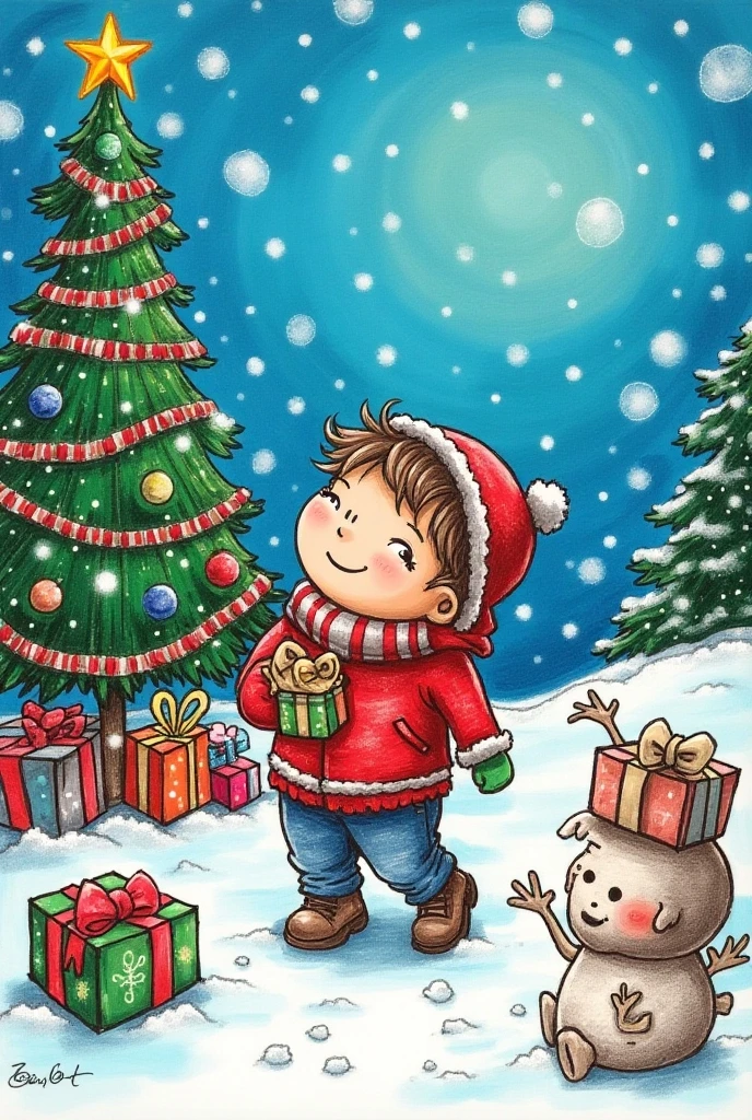 by Mike Winckelman, 1boy, Christmas gift