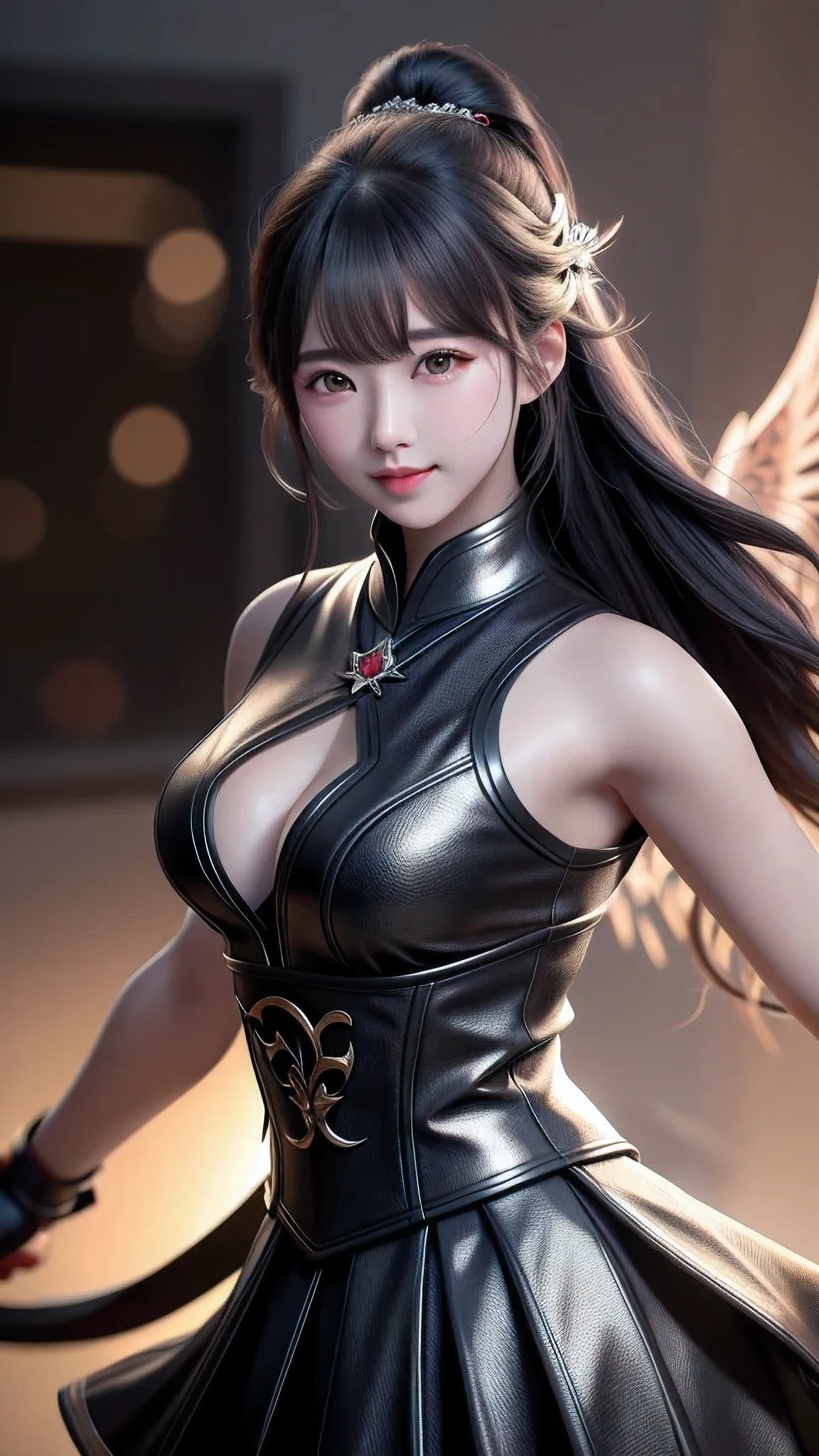 Series girl, A dynamic ninja girl in a phoenix patterned ninja outfit, white ninja outfit, กางเกงขาสั้นพร้อมถุงน่อง, dynamic action pose, beautiful detailed eyes, beautiful detailed red lips, extremely detailed eyes and face, long eyelashes, detailed ninja outfit, intricate phoenix pattern, dramatic lighting, cinematic scene, dark moody color palette, chiaroscuro lighting, (best quality,4k,8k,highres,masterpiece:1.2),ultra-detailed,(realistic,photorealistic,photo-realistic:1.37),HDR,studio lighting,ultra-fine painting,sharp focus,physically-based rendering,extreme detail description,professional,vivid colors,bokeh,dark fantasy,action,cinematic