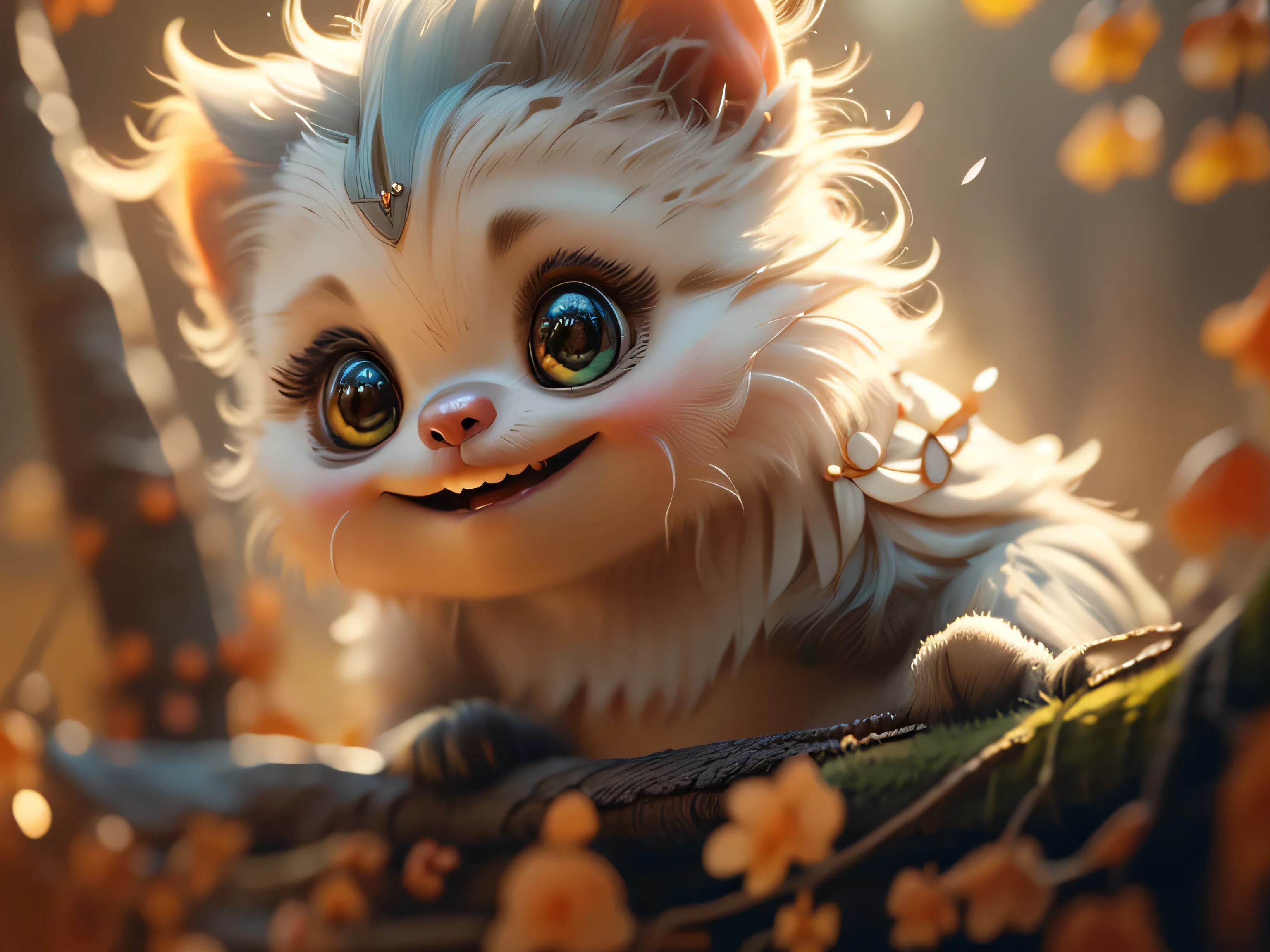 Magical Fantasy Creature, (Best Quality, Masterpiece, Representative Work, Official Art, Professional, Super Detailed, 8k:1.3), (Photorealism:1.2) Super Cute, Big Eyes, Soft, Soft Nose, Fluffy, Two-Toothed Smile, Sloth in Natural Background, Realistic, Beautiful, Stars in Eyes, Soft Volumetric Light, (Backlight:1.3), (Cinematic:1.2), Intricate Details, (ArtStation:1.3), --auto --s2