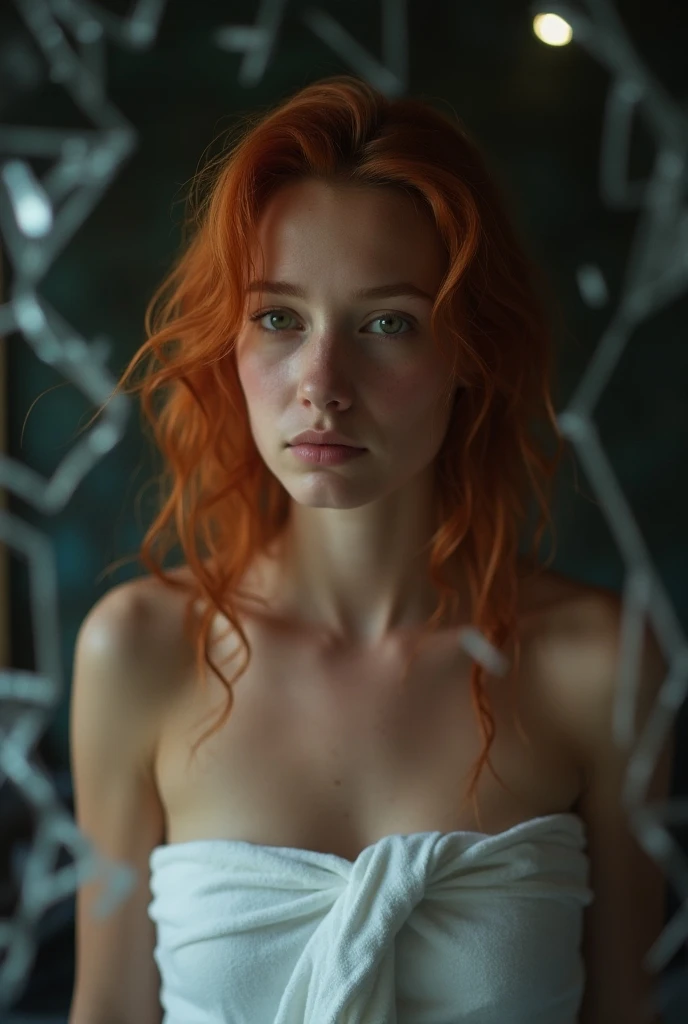 (Realisttic:1.2), analog photo style,(cute woman with short black-red multicolored hair and red luminous eyes in mystical fascinating scene), (she listens into the ringing silence, slightly tilting her head to the side), (her full body with uncovered tummy is a visual pleasure), extremely sexy, gloomy dark atmosphere, play of light in the sun rays, a delicate balance between beauty and darkness, faded colours, great quality, Masterpiece, intricate fantasy background, naturally cinematic light, 16k quality, HDR, RAW photo
