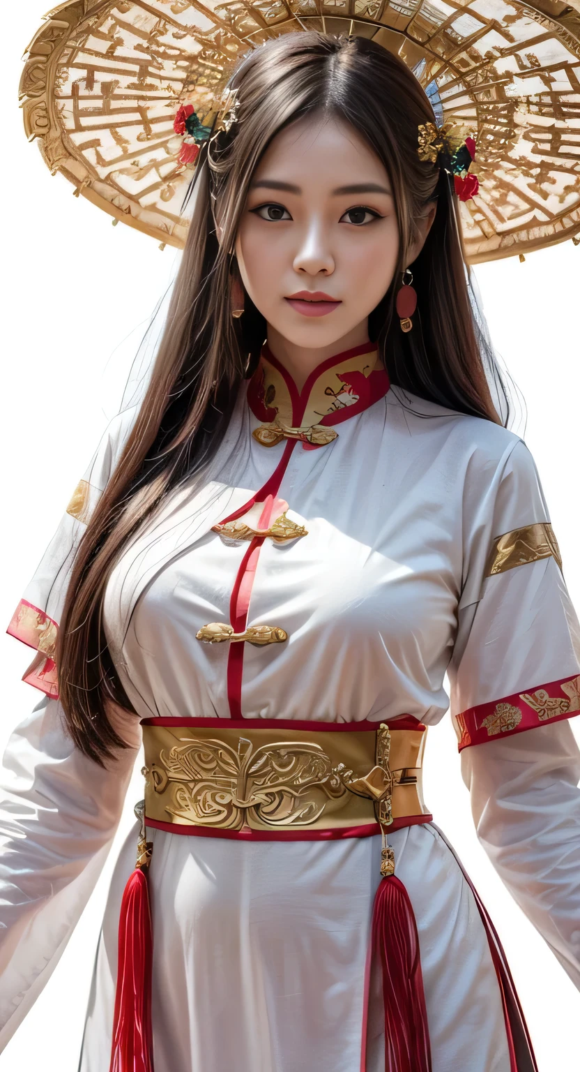 ((Realistic lighting, Masterpiece: 1.3)), (raw photo:1.2), Hyperrealist portrait Beautiful Chinese girl, 20 years old, ((skin white: 1.6)), beautiful eyes, very detailed eyes and face, (full real formal crimson red military uniform), (military cap), ((high rank)), military cape, charming cute face, natural makeup: 1.2, (military standing pose), chignon, Best quality, 8K, professional photography, (full body), street background