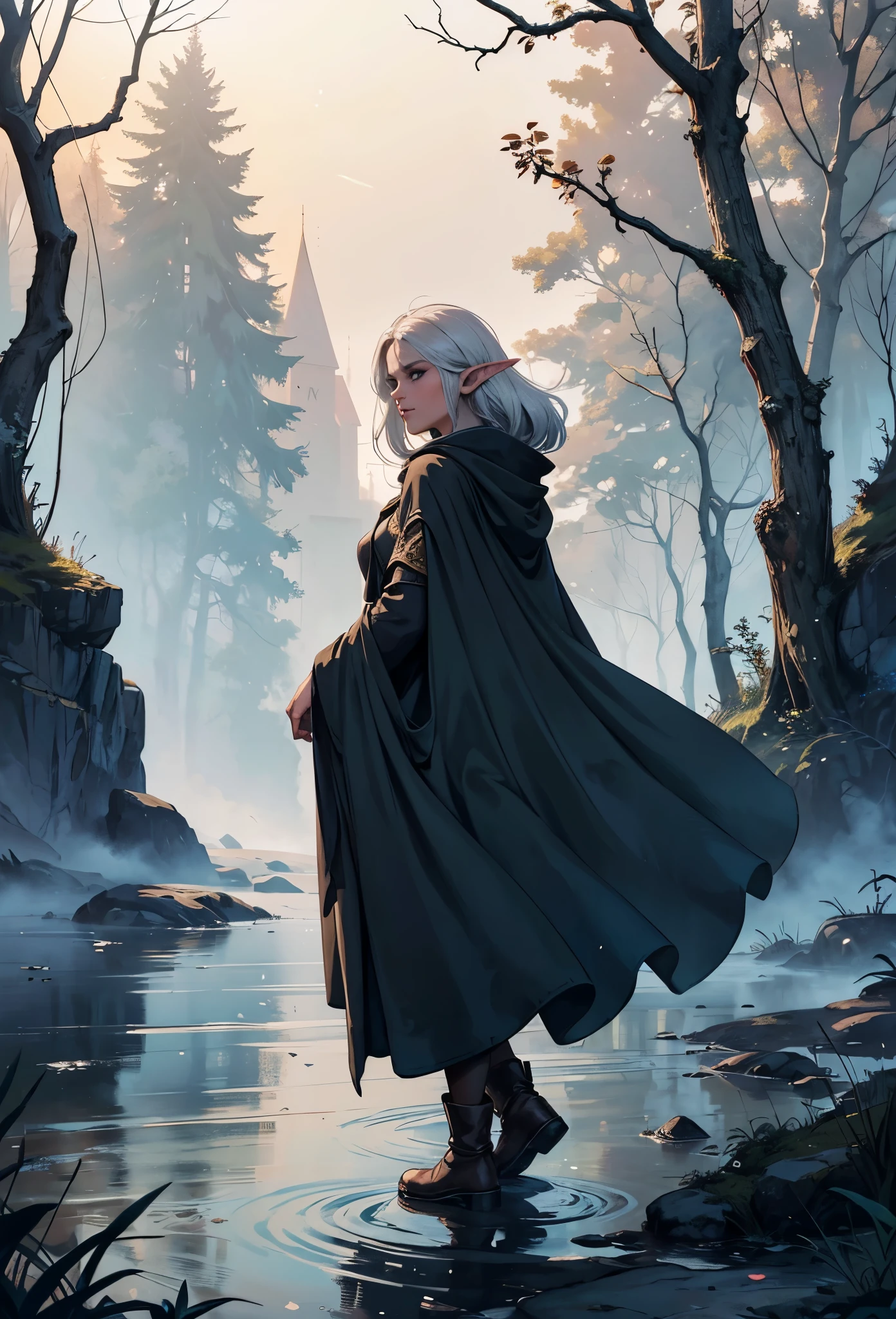 masterpiece,best qualtiy,outside the magic castle,The Young Sorcerer,in long hogwarts robes,cape burgundy,holding an cane,I can fly in the sky with a broom,Lead a tribal alliance on a dangerous and difficult expedition,Beyond the dense forest,walk through dangerous swamps,Majestic mountain々climb to,on a mysterious forgotten place,It's a huge cave surrounded by magical arrays.。dynamic compositions,hight resolution,Vibrant colors and dramatic lighting,Added to the magical atmosphere。extremely detailed 8K, High resolution, ultra-quality, glareing, flashes of light, Global Illumination, Real hair movement, Realistic light, realistic shaded, Perfect quality, detailed shadow and light, ((Fantasy)), ((Magic)), (((Cinematic Light))), Colorful, ultra -detail, Dramaticlight, intricate-detail {Ikko, Best Quality, (highly detailed CG unit 8k wallpaper, masterpiece, Best Quality, ultra-detailliert, Best Shadow), (细致背景: 1.4)