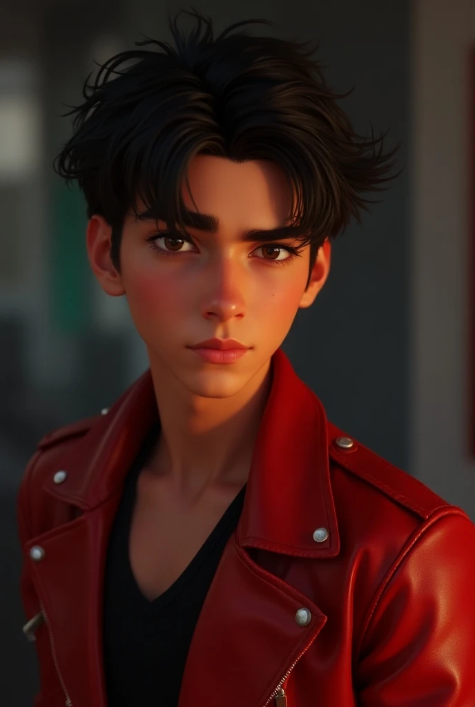 Boy with simile futuristic back ground realistic face high quality