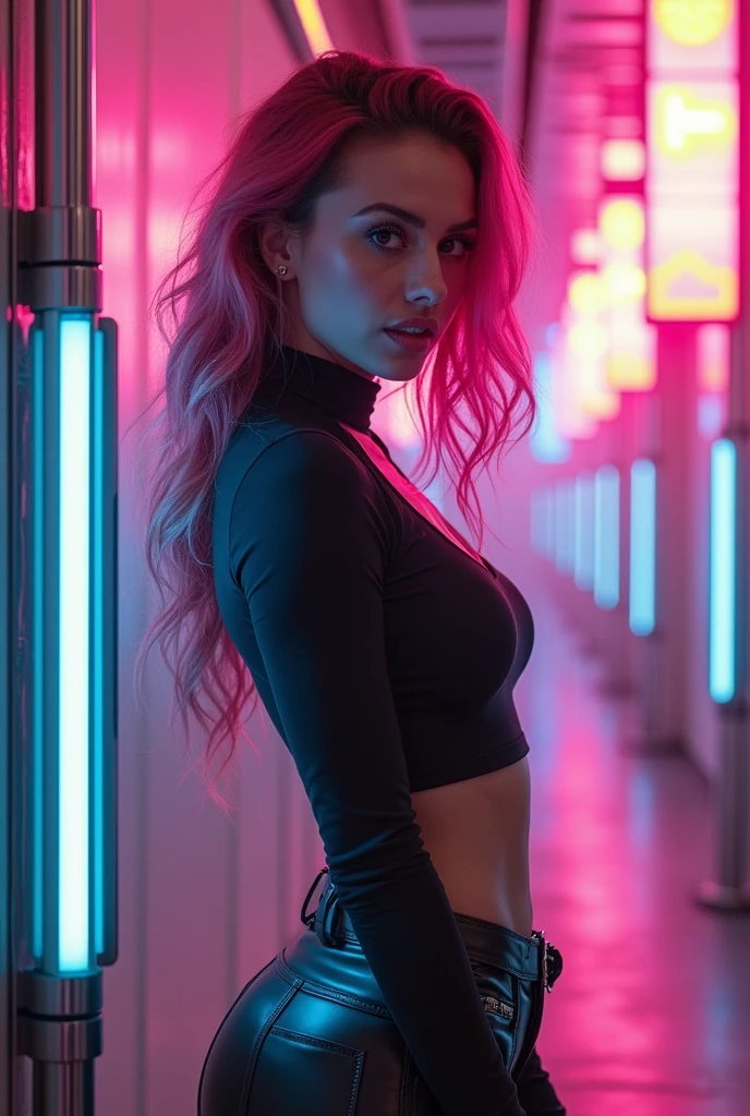half-naked prostitute in latex leggings