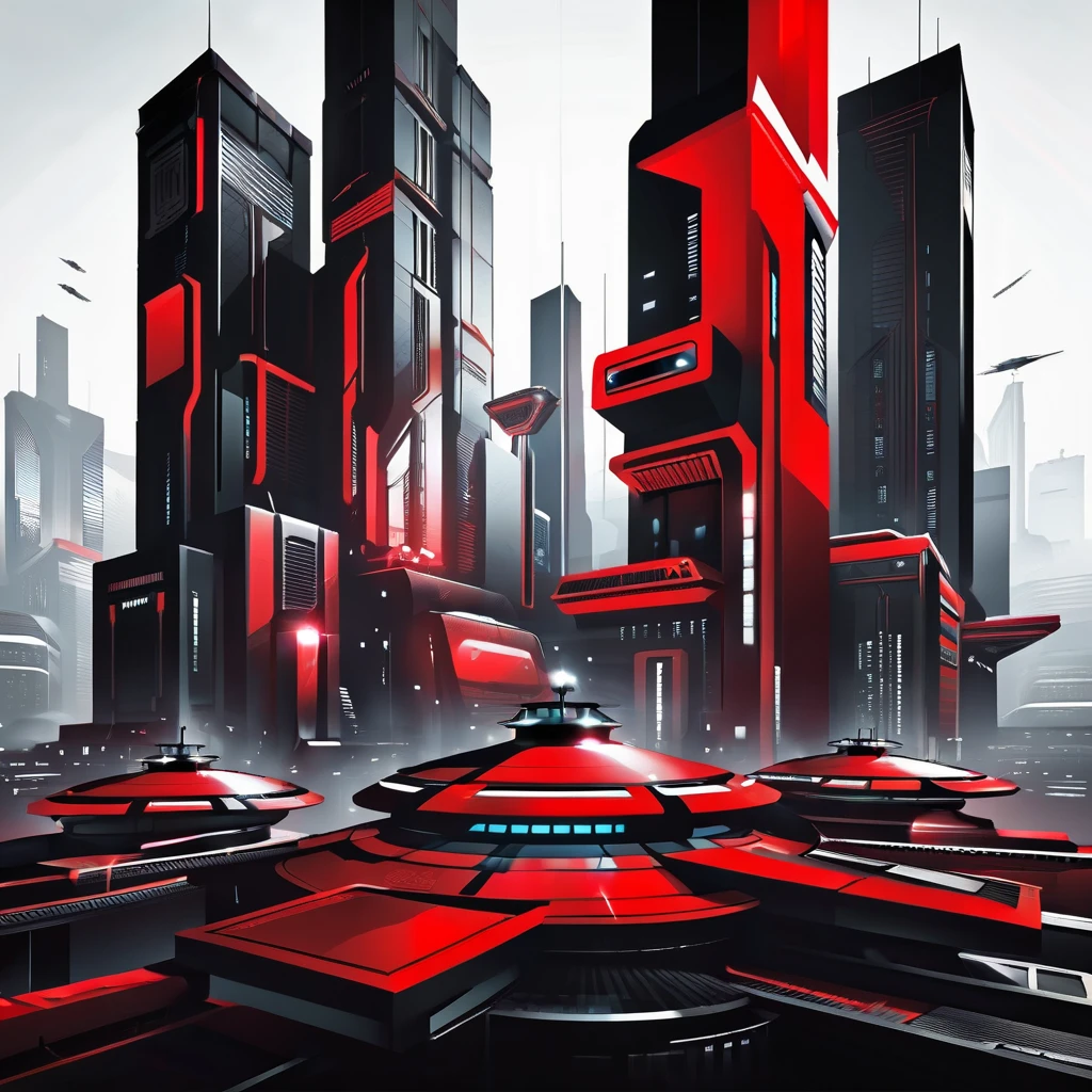 FUTURISTIC VECTOR ILLUSTRATION WITH RED AND BLACK COLOR