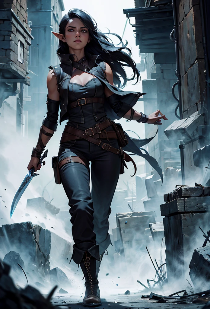 make an illustration of female assassin, medieval time, holding billet, about 30 years old, furious expression, full body pose, dynamic pose, full posture, high res, ultra sharp, 8K, masterpiece, looking at viewer, perfect finger and hand