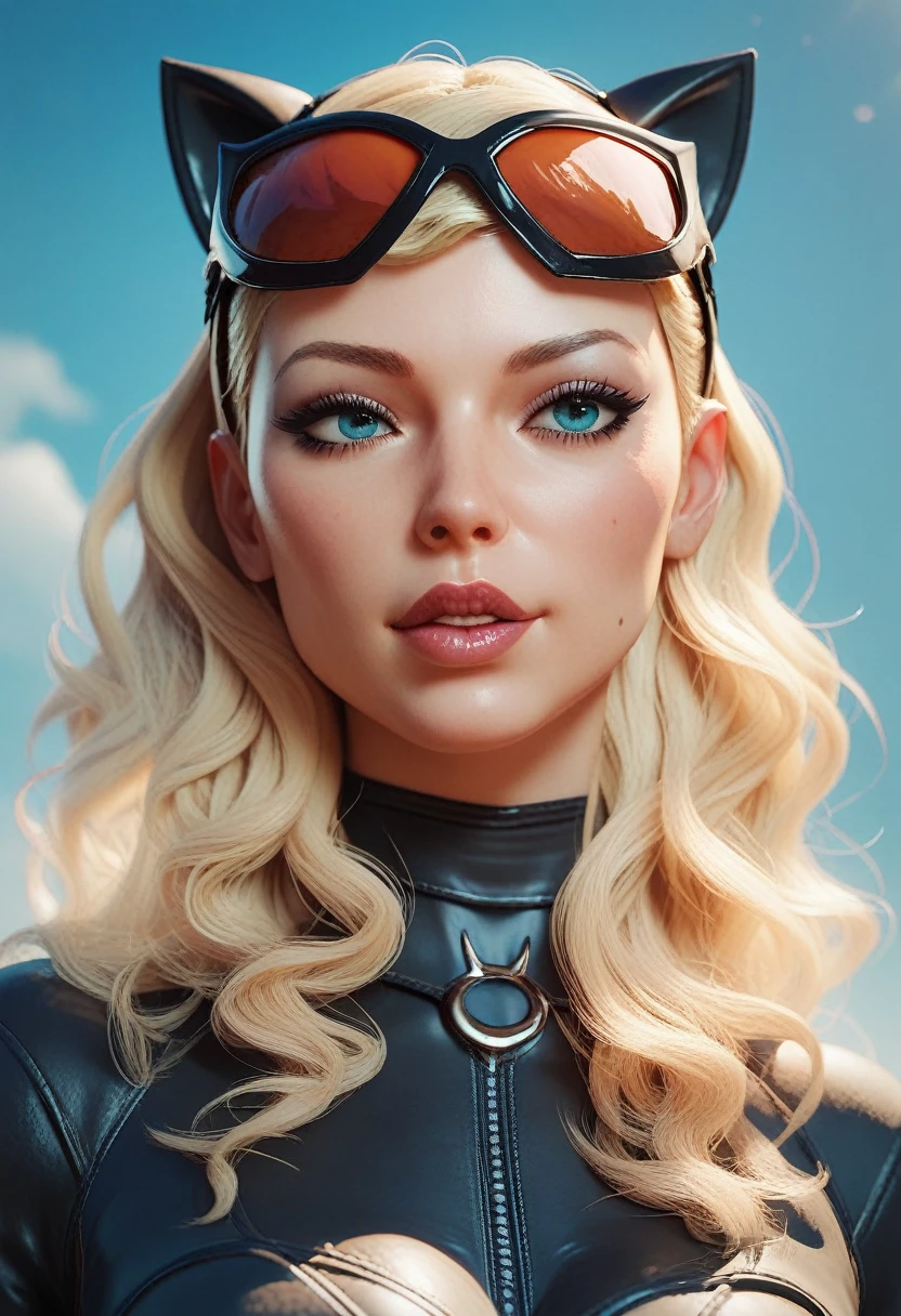 The seasonal female pilots  with magic stick is wearing glass sunglasses with stars and the moon on the glass