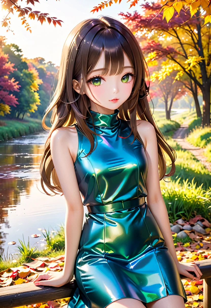(SFW:2), photorealistic, realistic photo, 8k, ((highest quality)), ((masterpiece)), (extremely detailed), kukolnydom, doll, (mature woman, 21yo, 2, solo, raincoat, bikini, poolside:1.6), ((cowboy shot, standing, slim, slender, skinny, medium breasts, hairband)), (parted lips, green eyes, brown hair, long hair, plastic skin, looking at another, glass eyes, gradient eyes, shining eyes, detailed eyes:1.3)