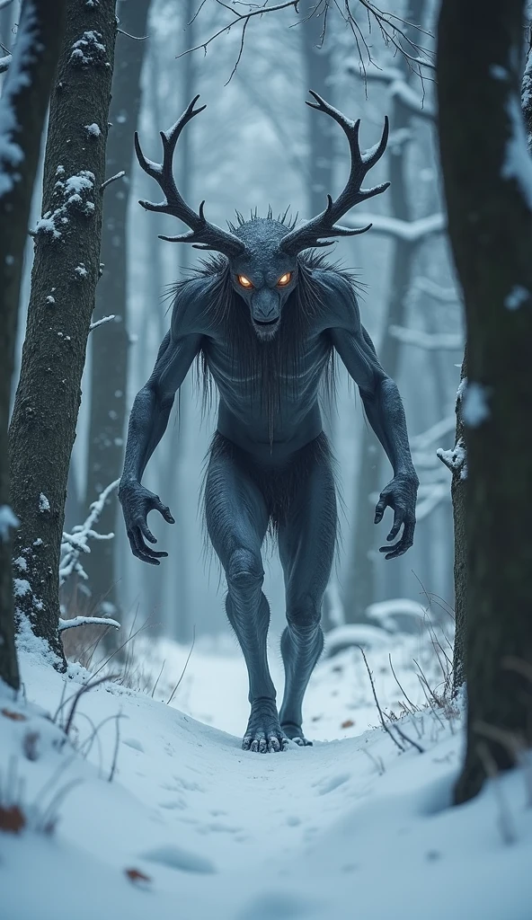 (Extremely detailed 8k wallpaper), a mid shot photo of a wendigo, complex, highly detailed, and dramatic