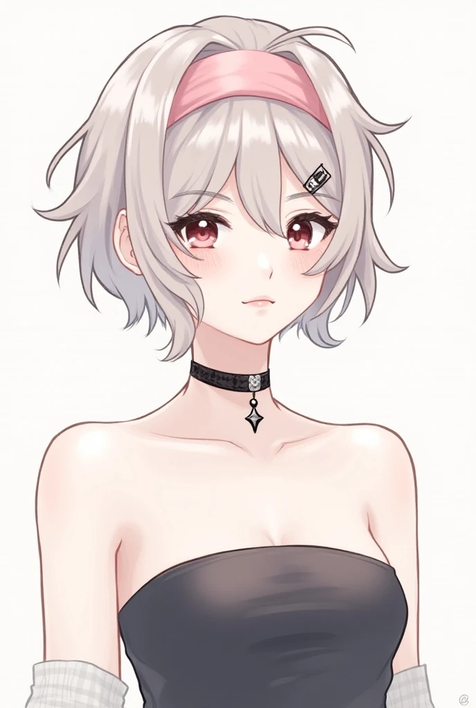 Dog Style。Naked woman wearing a collar。Sad expression。