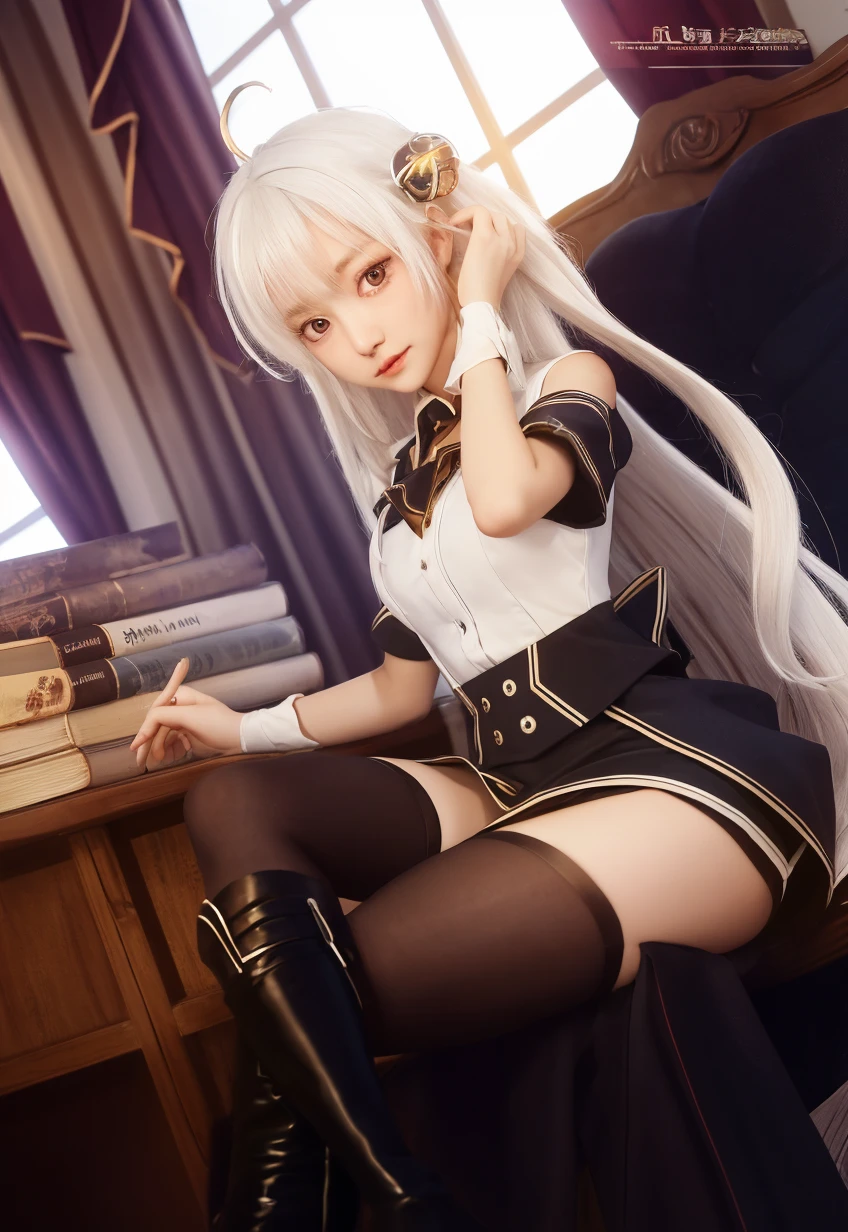 (Super detailed、Ultra-high resolution、8K masterpiece、Vibrant colors)、((Flat Color))、((colorful))、Multicolored lighting、((浮かぶcolorfulな水))、Blue background、A woman in a nurse uniform is tied up、(Golden chains on body、Golden handcuffs)、Sit on a chair、Place your arms behind your back、Random Pause、
(Blunt bangs、ponytail、Vermilion, silver and gold hair、hair ornaments、Big Breasts)、(choker、Skirt with slits、Knee-high stockings、garter belt、White biting panties)、cameltoe、TWICE's Tzuyu' on pause、Beautiful blue eyes、Beautiful lips、(A rich expression、happy、fun)