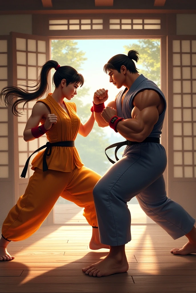 Famous game Street Fighter's female character fight.