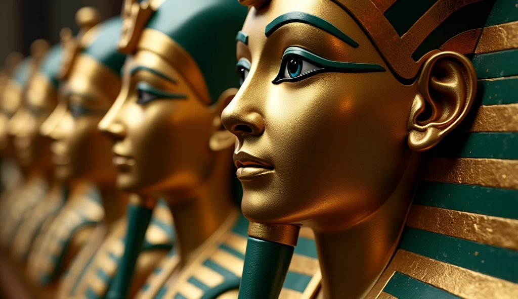 Make me a creative Egyptian collage with its historical figures in bright shiny effects
