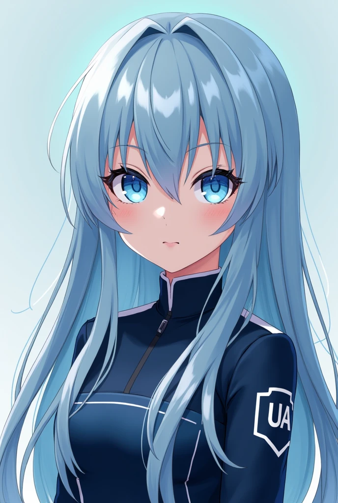 (masterpiece, best quality, ultra-detailed, highres, illustration:0.8), (upper body:1.3), extremely detailed wallpaper, official art, amazing, high detail, ultra-detailed, extremely detailed 8k wallpaper, wide shot, bright blue hair, blue eyes with slit pupils, (white background:1.3), (1girl, solo),(bright blue bodysuit),sexy,perfect ???????,beautiful face, Make eye contact with the camera,nose blush,