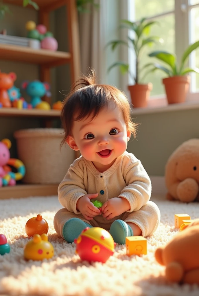wayv singer xiaojun as a baby playing with toys