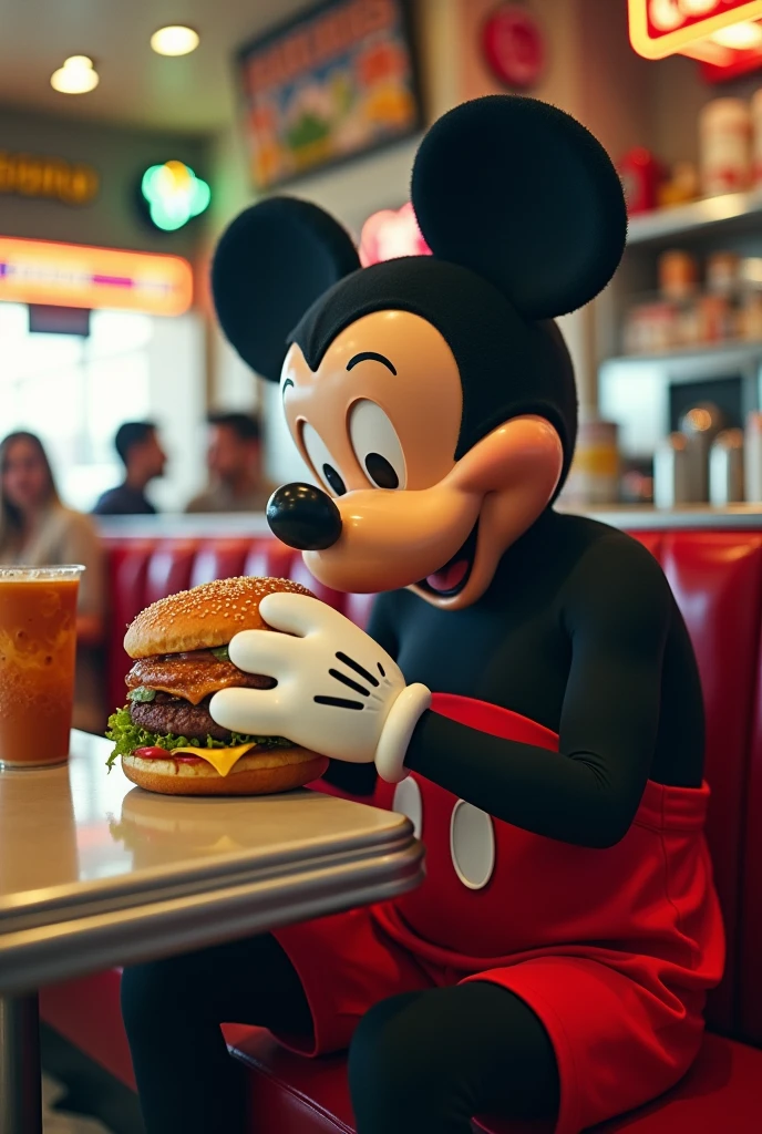 Lebron having dinner with mickey mouse after winning the championship